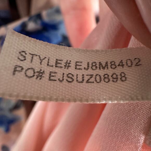 Eliza J Womens 10 High Low Floral Faux Wrap Sleeveless Midi Dress Pink Blue - Picture 11 of 11